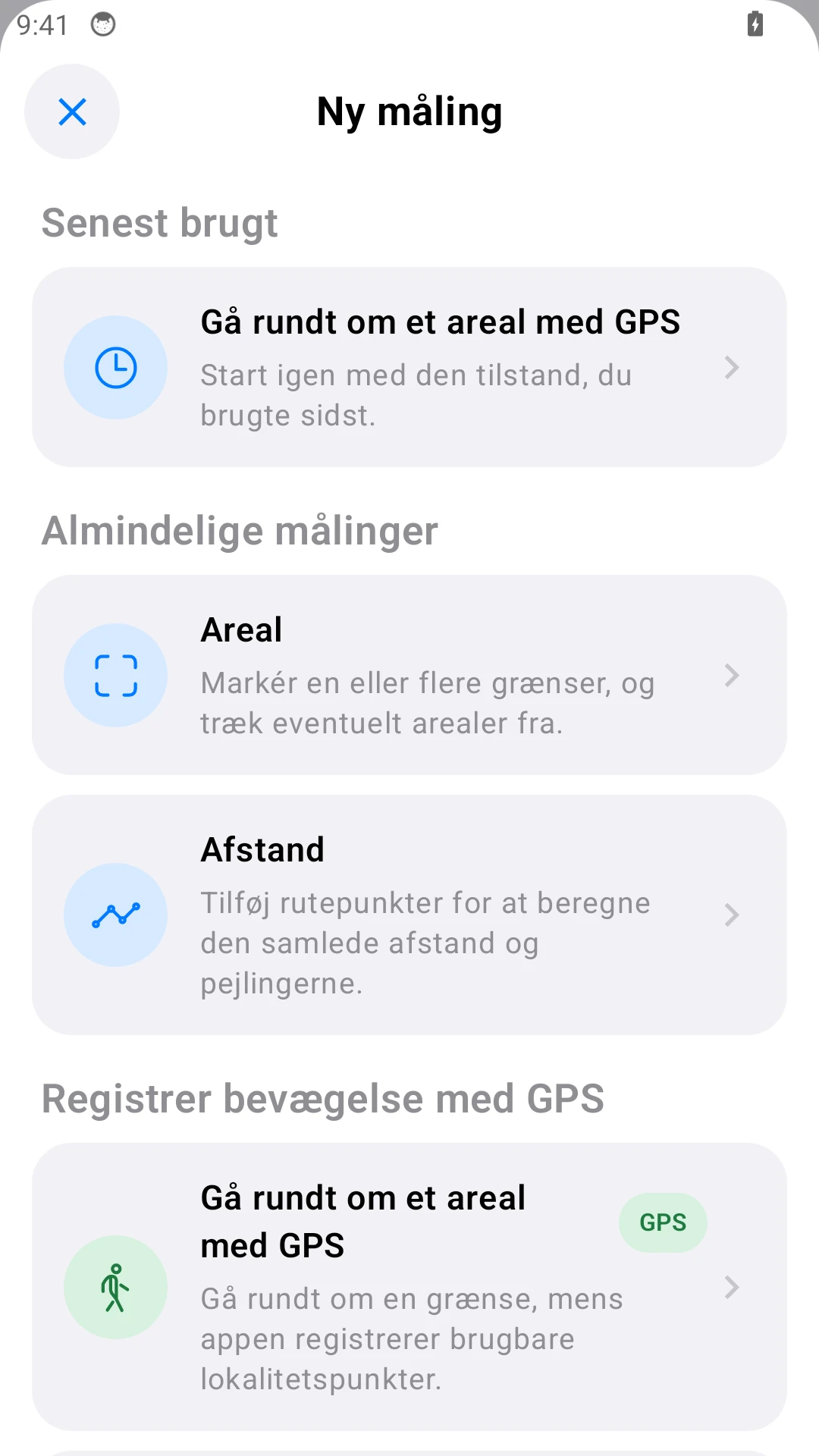 Android-menu: vælg Afstand til et hegnsstykke.