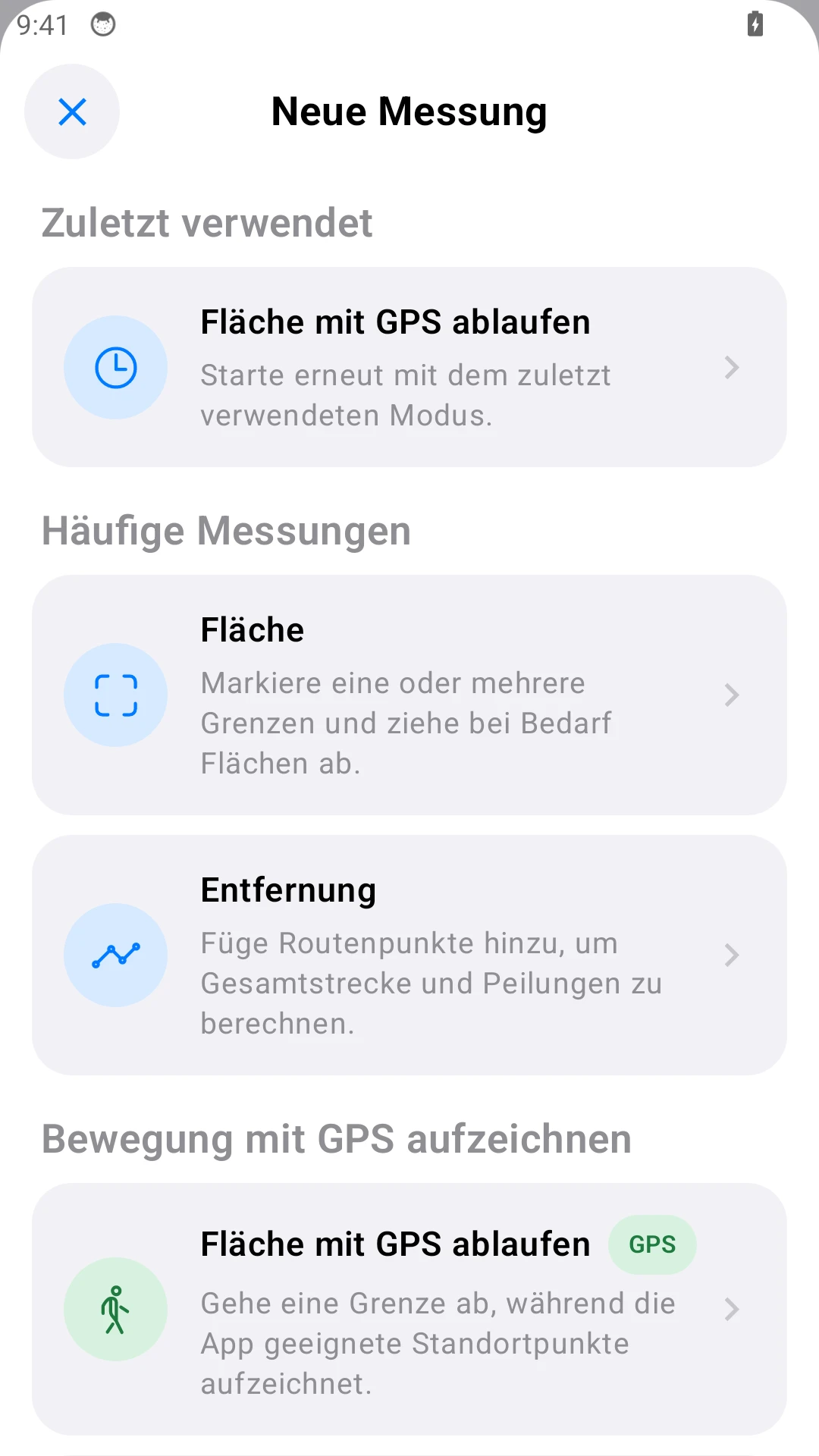Android-Menü: Entfernung für einen Zaunabschnitt wählen.